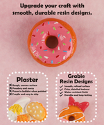 Magnet Painting Kit (DIY Refrigerator Magnet Kit) showing smooth, colorful resin donut magnet with sprinkle details on pink background 