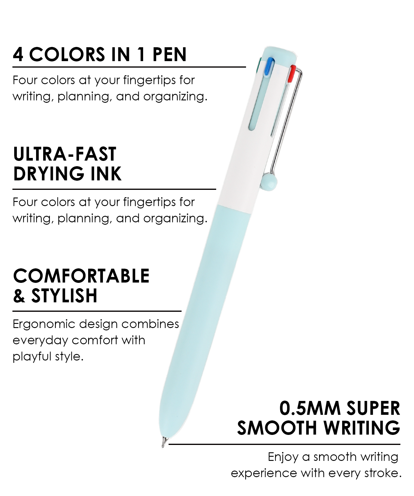 4 In 1 Multi-Color Gel Pen Set of 3