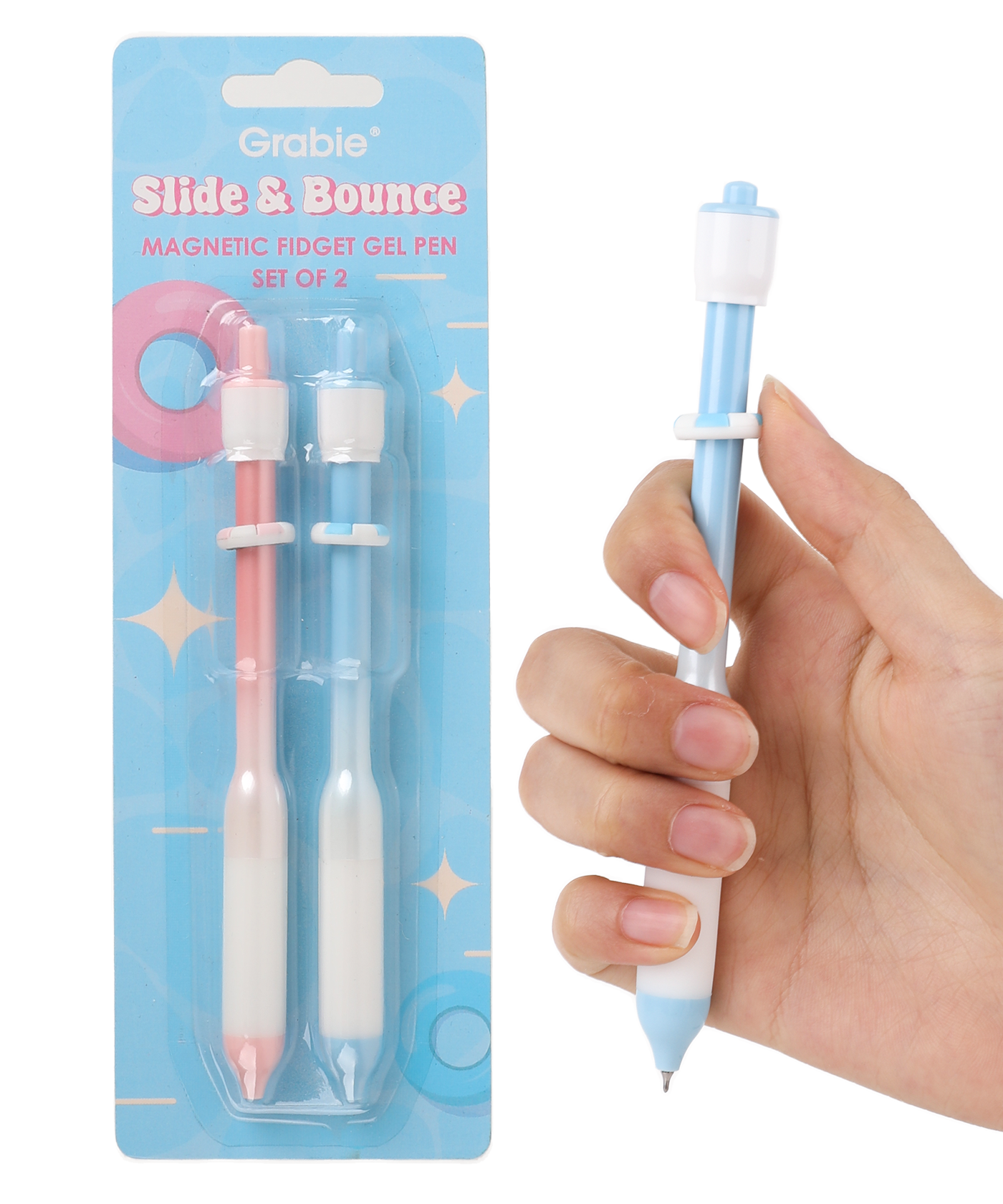 Slide & Bounce Magnetic Fidget Gel Pen Set of 2