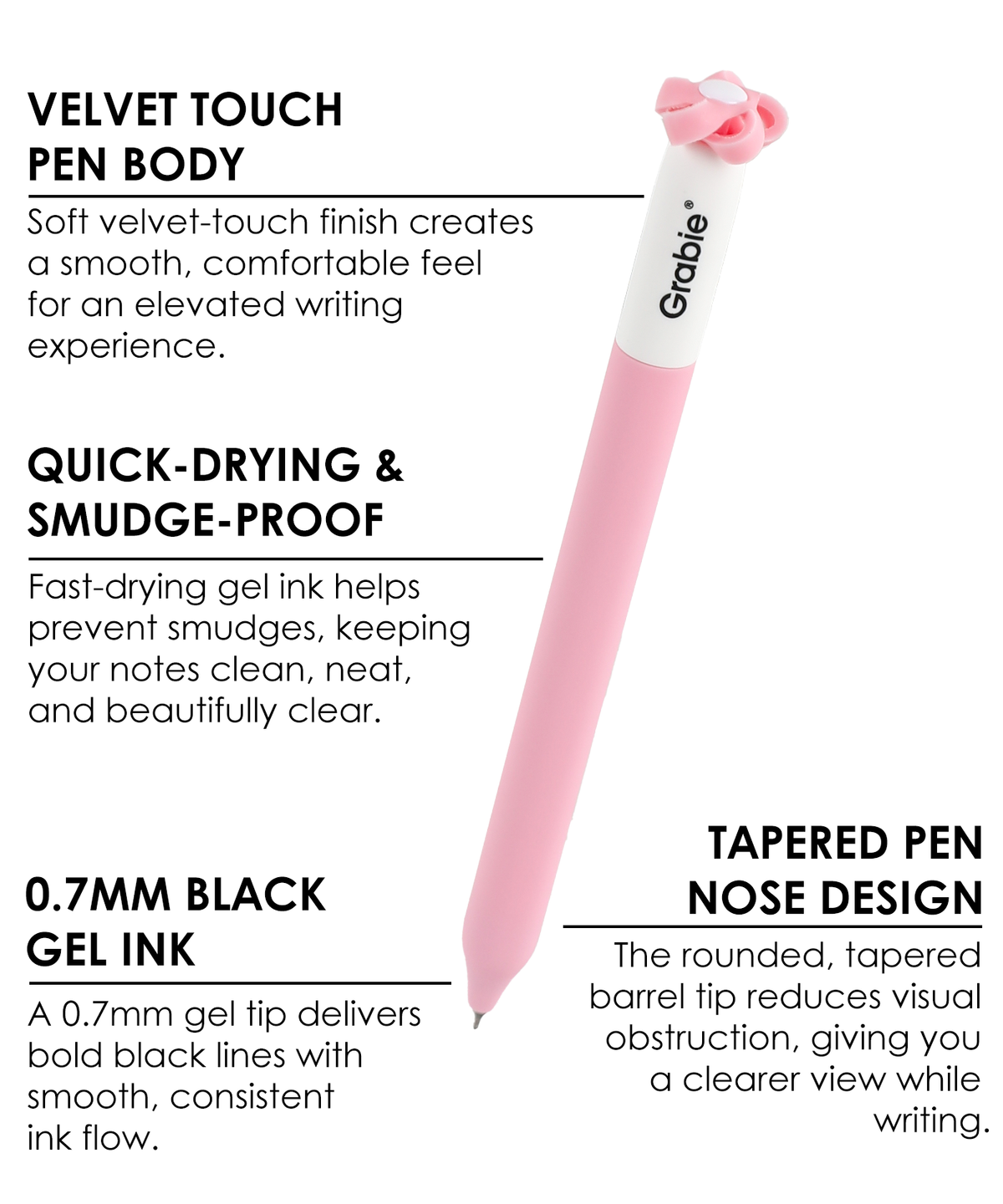 Mindful Bloom Retractable Black Ink Gel Pen Set of 6