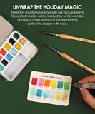 Watercolor Pocket Set Of 12 With Brush - Holiday Colors