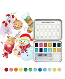 Watercolor Pocket Set Of 12 With Brush - Holiday Colors