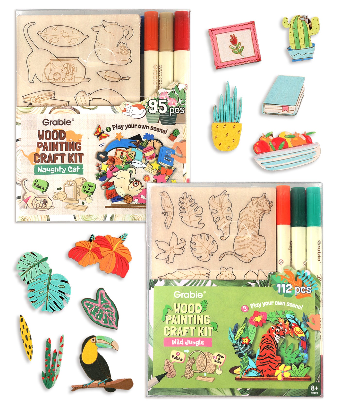 Two collection wood painting craft DIY kit