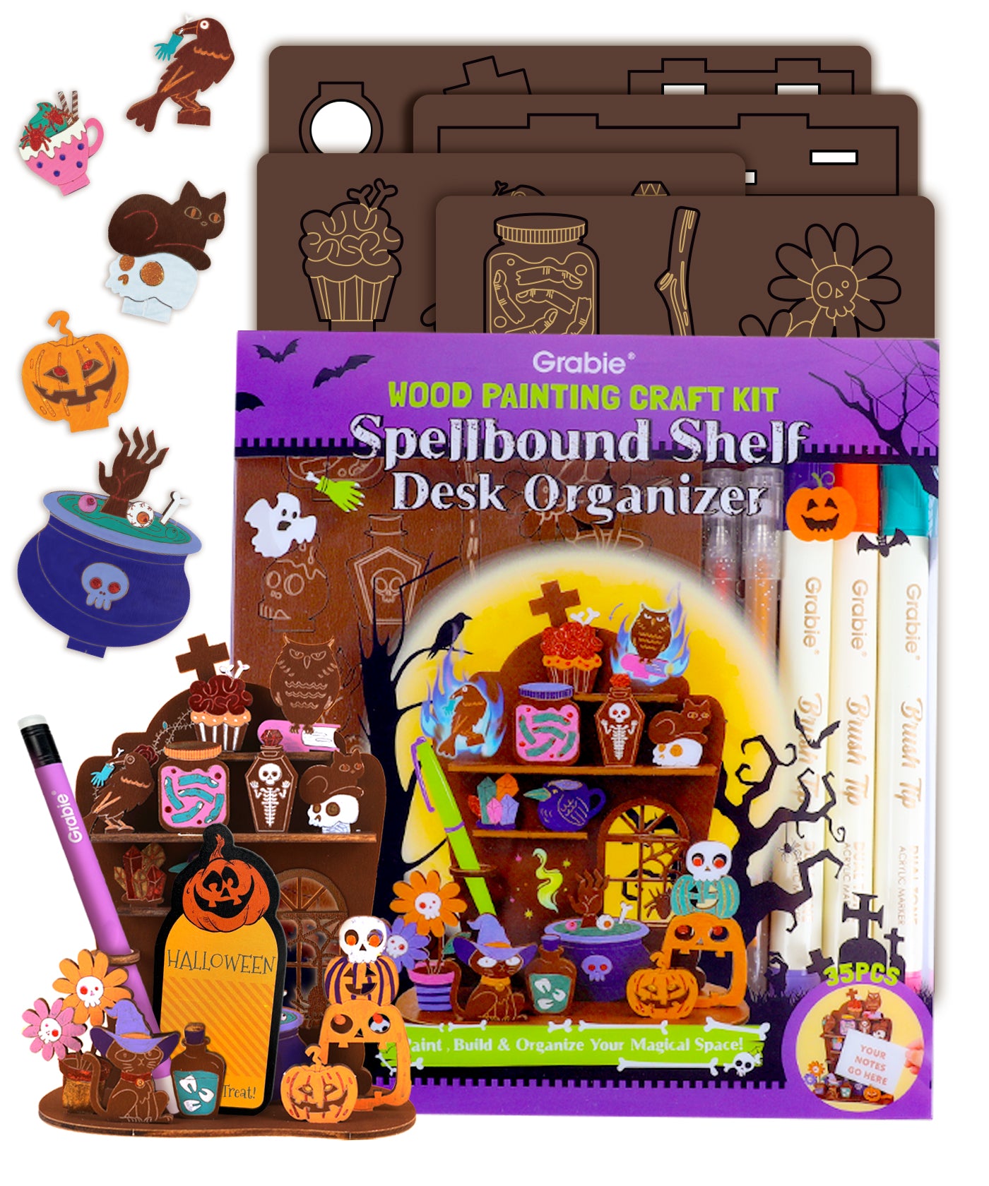 Wood Painting Craft Kit - Spellbound Shelf Desk Organizer