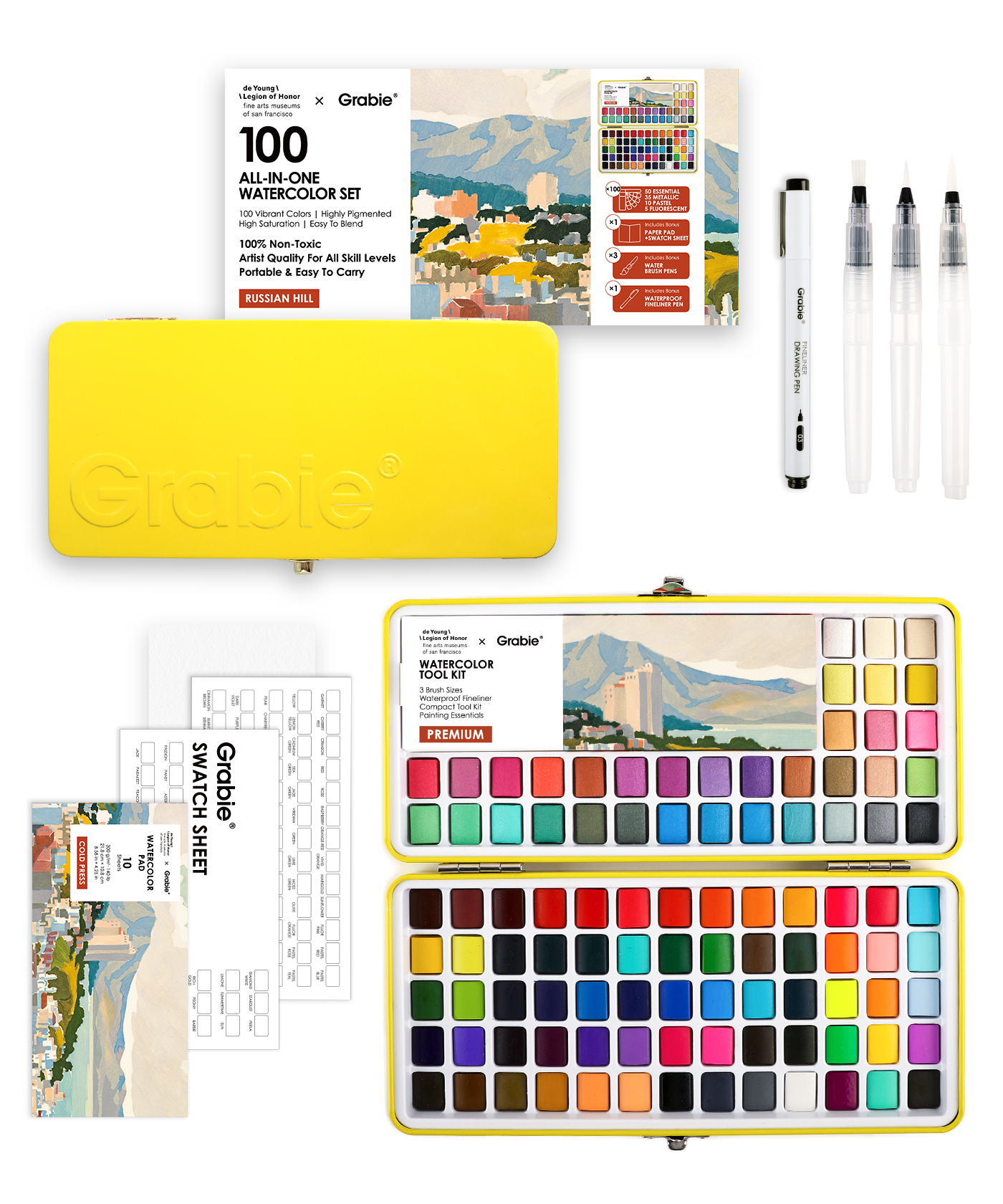 Grabie × FAMSF All-In-One Premium Watercolor Set of 100 - Russian Hill