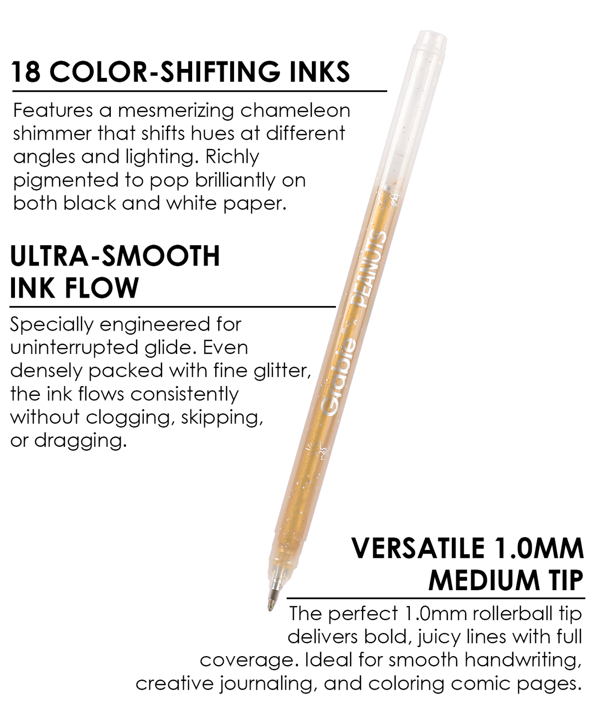 Grabie × Peanuts Comic Sparkle Iridescent Glitter Pen Coloring Kit