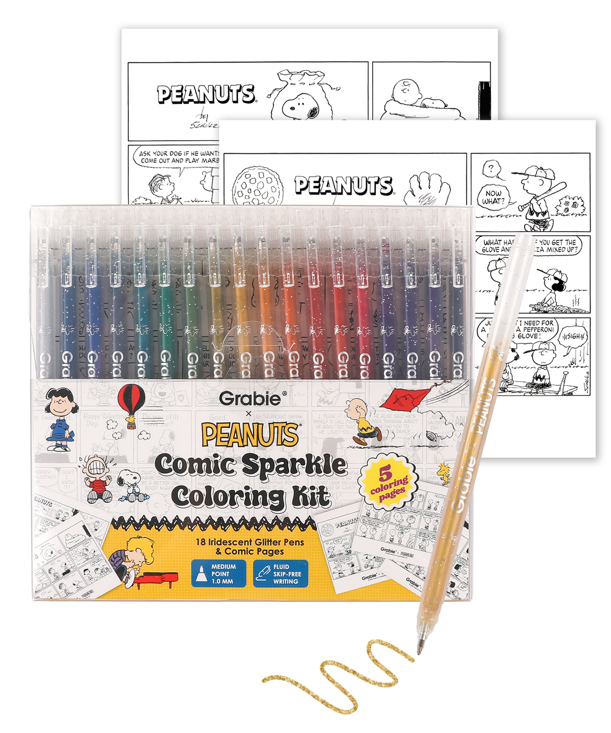 Grabie × Peanuts Comic Sparkle Iridescent Glitter Pen Coloring Kit