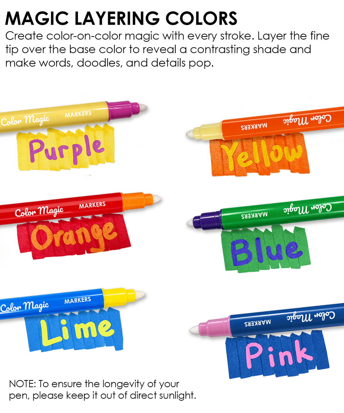Color Magic Layering Marker Set of 6 – Bright Colors