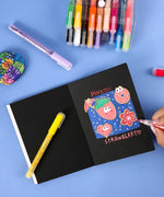 Extra Fine Tip Acrylic Paint Marker Set With Iridescent Glitter Acrylic Paint Marker Set used for colorful drawing on black paper