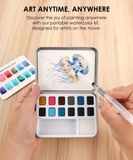 Watercolor Pocket Set Of 12 With Brush - Ocean Colors