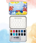Watercolor Pocket Set Of 12 With Brush - Ocean Colors featuring 12 vibrant ocean-inspired watercolor paint pans and brush