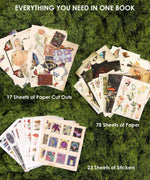 17 paper cutouts, 78 sheets of paper, and 23 sticker sheets included in 200+ Pages The Botanical Muse Collage Activity Book