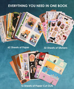 200+ Pages My Furry Family Collage Activity Book with sheets of paper, stickers, and paper cutouts for creative fun