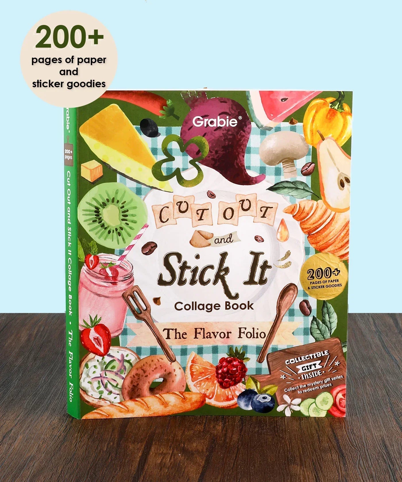 200+ Pages The Flavor Folio Collage Activity Book with colorful food illustrations for creative art and scrapbook projects