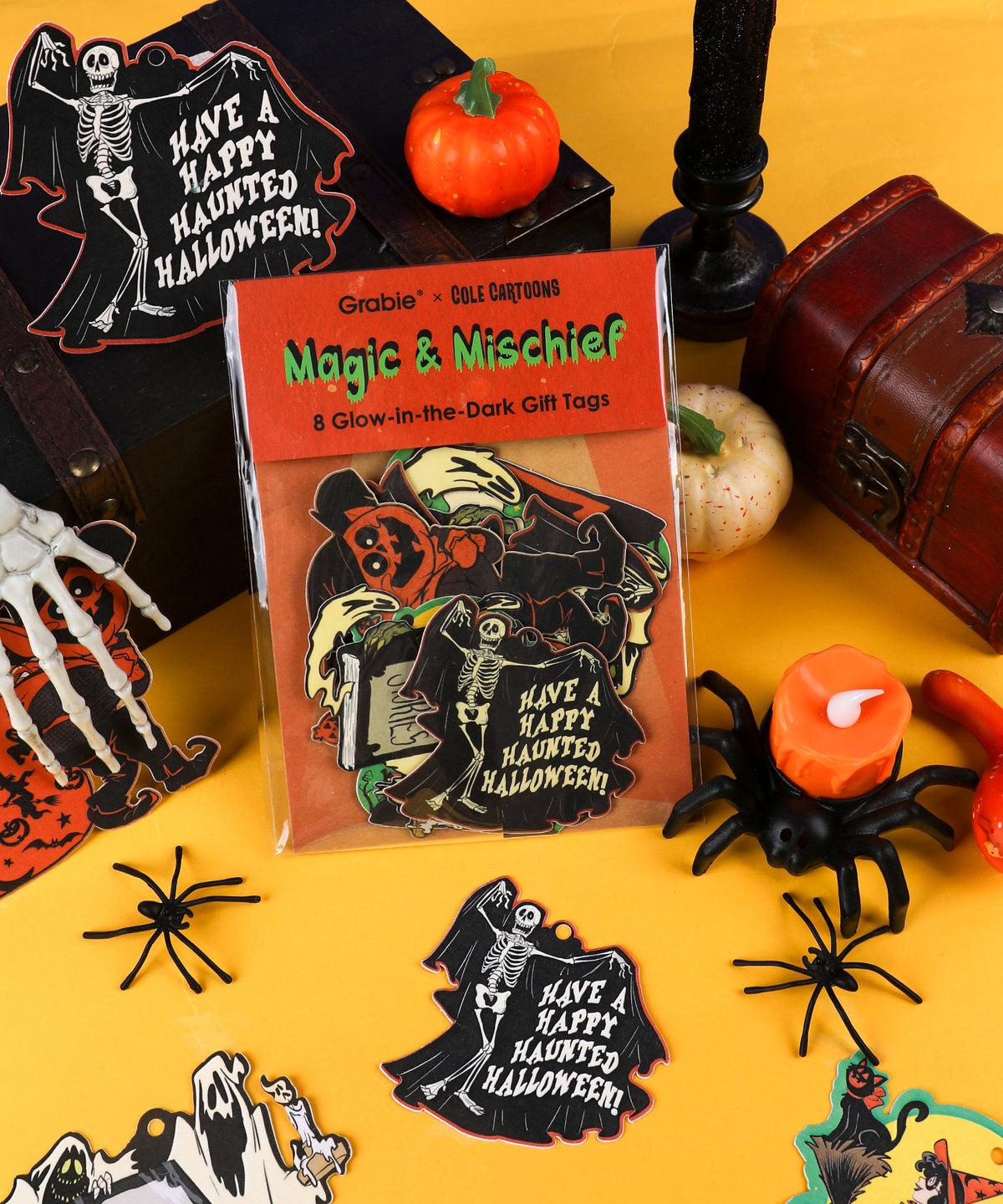 Grabie × Cole Cartoons Magic & Mischief Glow-In-The-Dark Gift Tags
