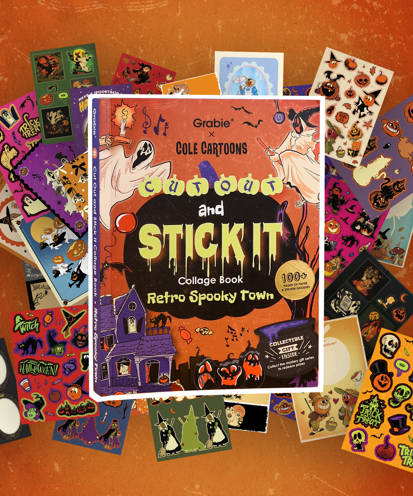 100+ Pages Retro Spooky Town Collage Activity Book x COLE CARTOONS