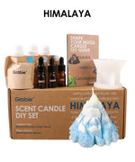 Scent Candle DIY Set with aroma oils, pourer, and mountain-shaped candle crafting supplies in neutral packaging