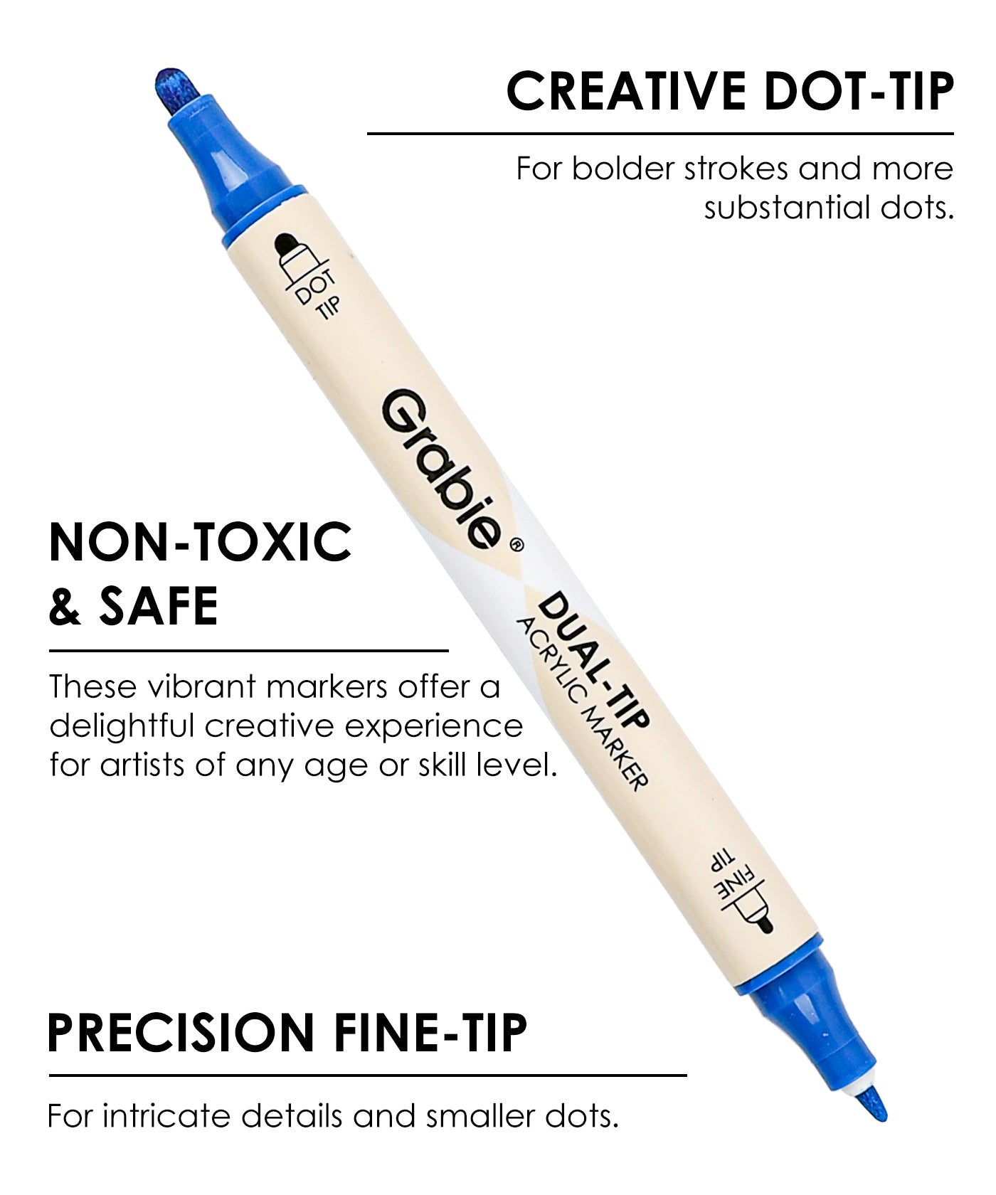 Grabie_Dual_Tip_Dot_Fine_Tip_Acrylic_Paint_Marker_Set_Grabie best selling Marker_Grabie Dot markers_acrylic paint pens markers_dot markers_best paint markers_acrylic paint markers set_Grabie Acrylic Marker Set_best paint markers_coloring pens for artists