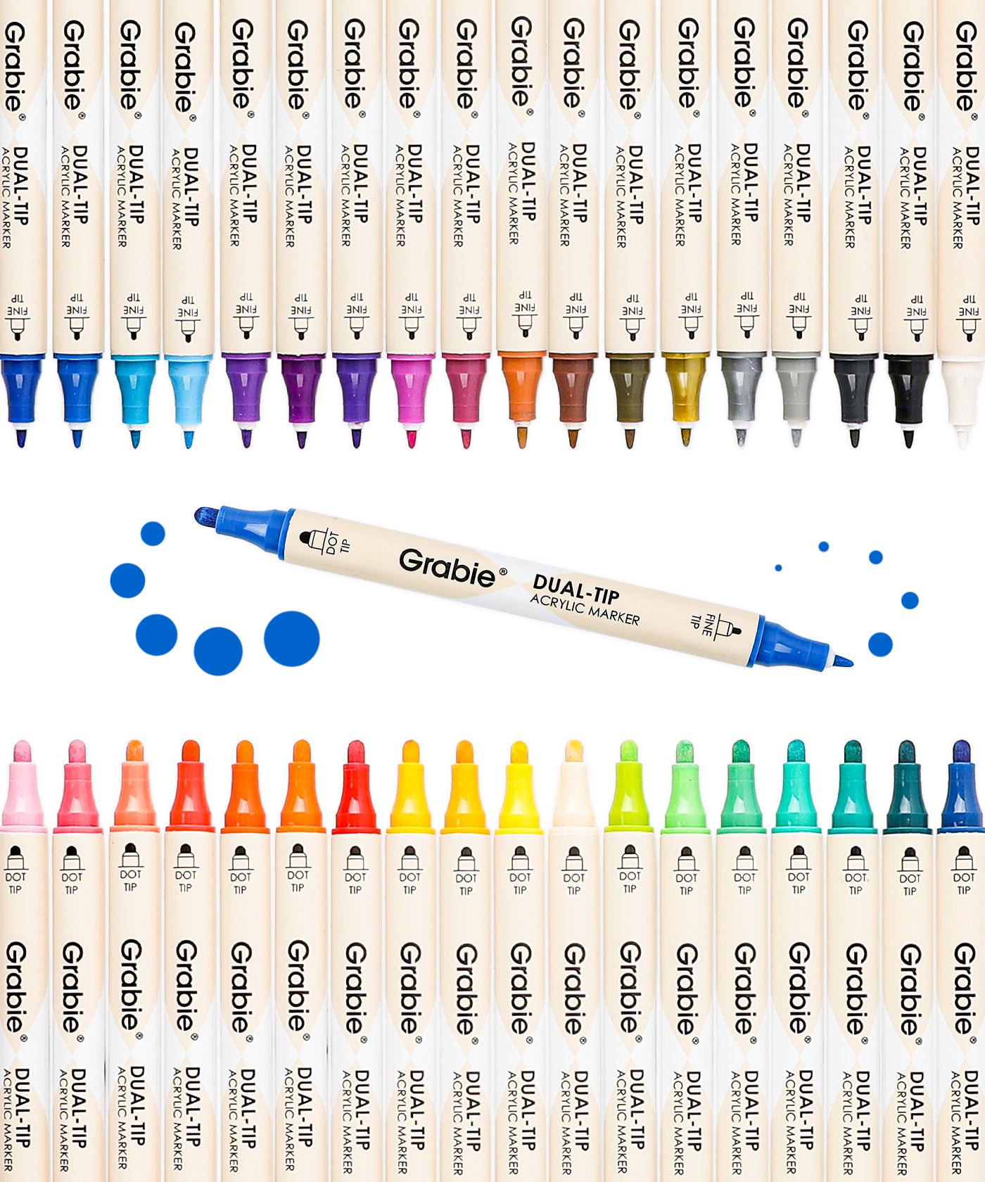 Grabie_Dual_Tip_Dot_Fine_Tip_Acrylic_Paint_Marker_Set_Grabie best selling Marker_Grabie Dot markers_acrylic paint pens markers_dot markers_best paint markers_Grabie Drawing Supplies_acrylic paint markers set