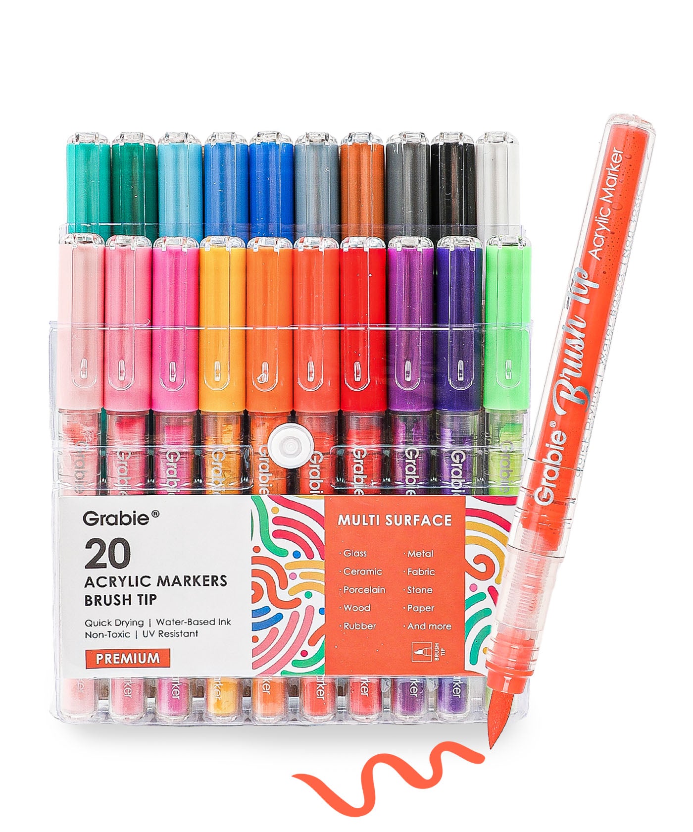 Easy-flow Brush Tip Acrylic Paint Marker Set Of 20