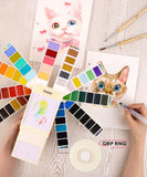 Grabie Foldable Watercolor Set Of 56 With Water Brush, Watercolor Paint Travel Sets, Best Watercolor Set, Half Pan Watercolor, Pan Watercolor Paints, Portable Watercolor Paint Set, 