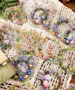 24 Pcs Grabie Exclusive Bunnies and Blooms Sticker Set featuring watercolor style bunny and floral designs for scrapbooking