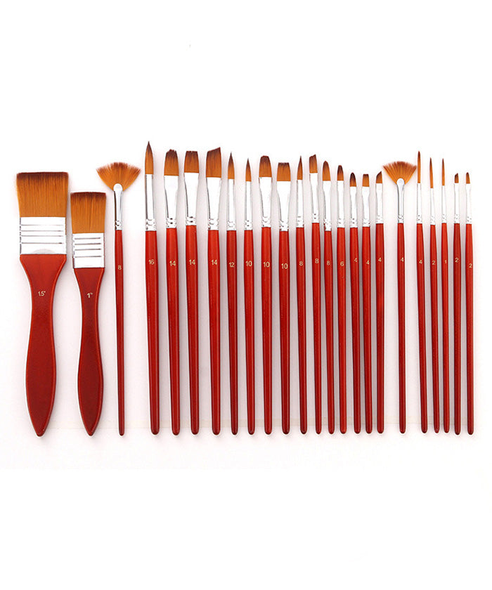  mewmewcat paint brush,24PCS Paint Brushes Set Kit Artist  Professional Paintbrush Round Brushes with Nylon Hair Red Retro Style  Paintbrushes for Acrylic Watercolor Gouache Face Painting Great Art Drawi