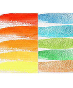 Watercolor Set Of 100 With 9 Pcs Synthetic Quill Paint Brushes showing colorful orange, yellow, blue, green, and brown paint swatches.