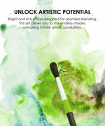 Watercolor Pocket Set Of 12 With Brush - Forest Colors with brush blending vibrant green watercolor shades for art supplies use