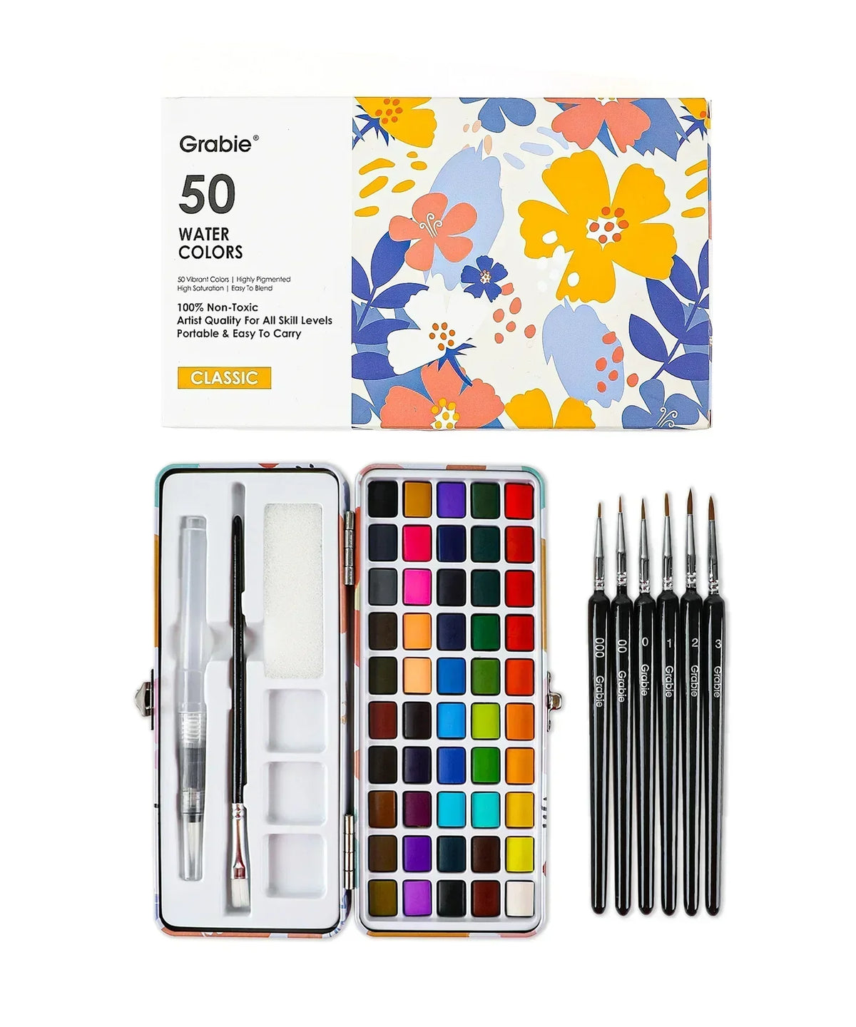 Watercolor Coloring Bookmarks With Watercolor Set featuring 50 vibrant paints, brushes, and travel-friendly palette