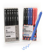 Medium Point Retractable Erasable Gel Pen Set of 6 in black, blue, and red colors with smooth writing ink.