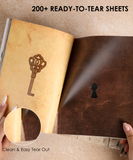 Open pages of 200+ Pages Steampunk Explorer Collage Activity Book showing easy tear-out vintage key and keyhole designs