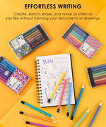 Grabie erasable gel pens used for monthly calendar journaling alongside colorful 9-pack pen boxes.