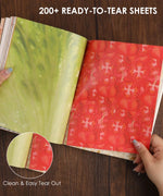 200+ Pages The Flavor Folio Collage Activity Book open with vibrant fruit-themed collage sheets and easy tear-out design.