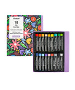 18 Colors Premium Oil Pastel Set with vibrant assorted shades in a colorful floral patterned box for art supplies use
