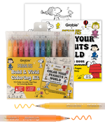 Grabie x Peanuts Snoopy 12-color acrylic gel pens set with Color Your Peanuts World coloring book.