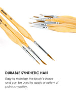 11 Pcs Miniature Detail Paint Brush Set With Natural Wood Handle featuring synthetic hair for smooth paint application