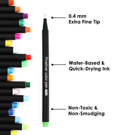 Colorful markers. Set of fine liners, in an array of colours Stock