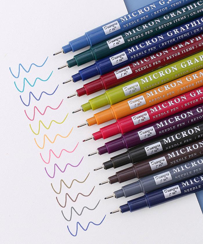 Vintage Color Sketch Micro-Line Pen Set of 12