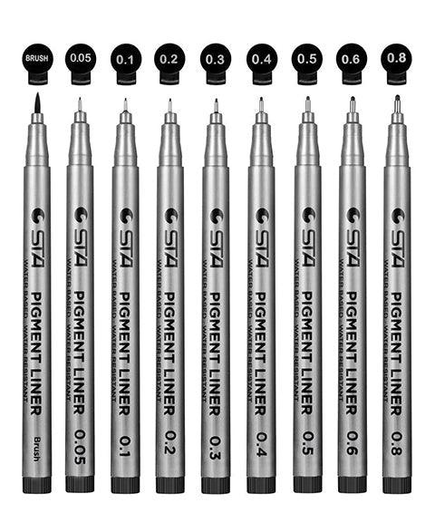 9 Colors Brush Fineliners Pen Black Micro-line Pen Waterproof Ink for  Journaling Illustrating Drawing Manga Art Marker Supplies