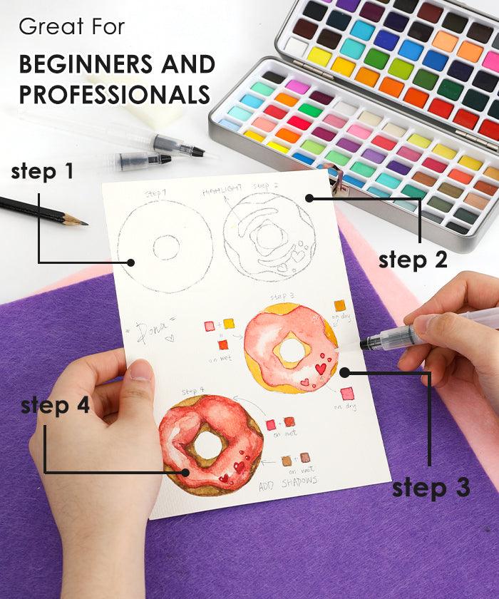 Premium Watercolor Set of 100 With Brush - Grabie