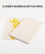 12 sheets watercolor pad refill with plain and painted paper, perfect for painting supplies