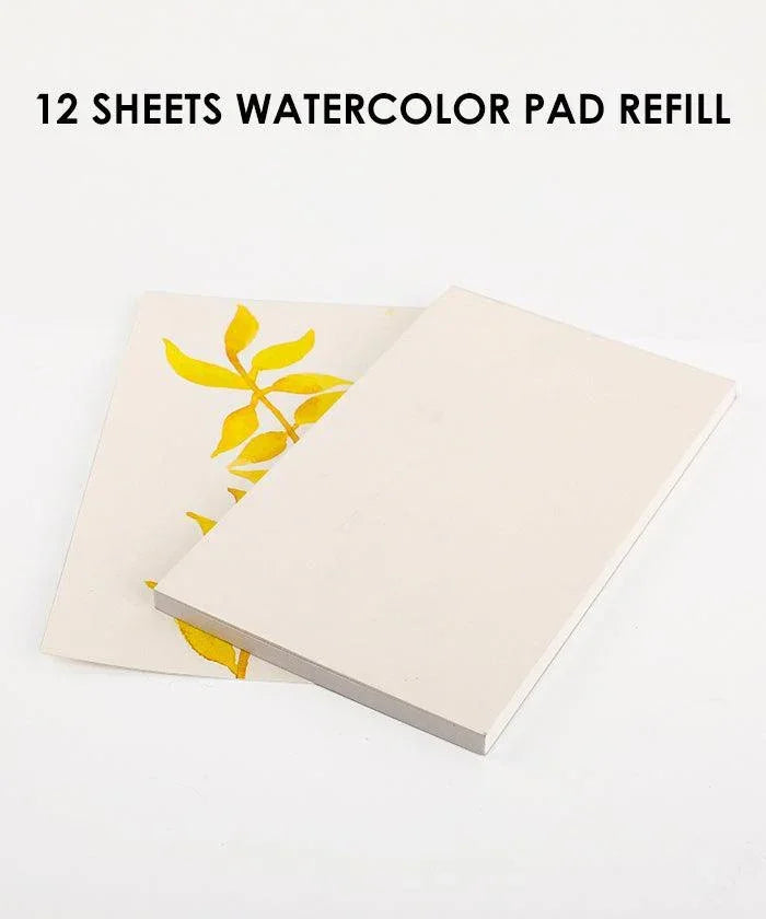 12 sheets watercolor pad refill with plain and painted paper, perfect for painting supplies