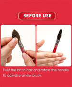 Professional Synthetic Quill Paint Brush Set Of 9 showing brush hair twisted and handle rotated to activate new brush.
