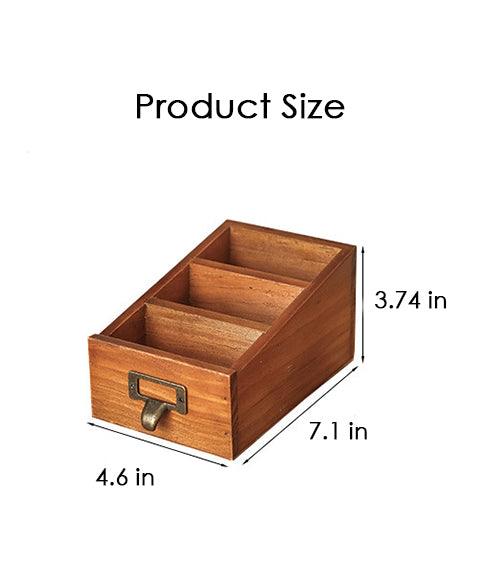 3 Compartment Vintage Wood Storage Box, Vintage Wooden Craft Box