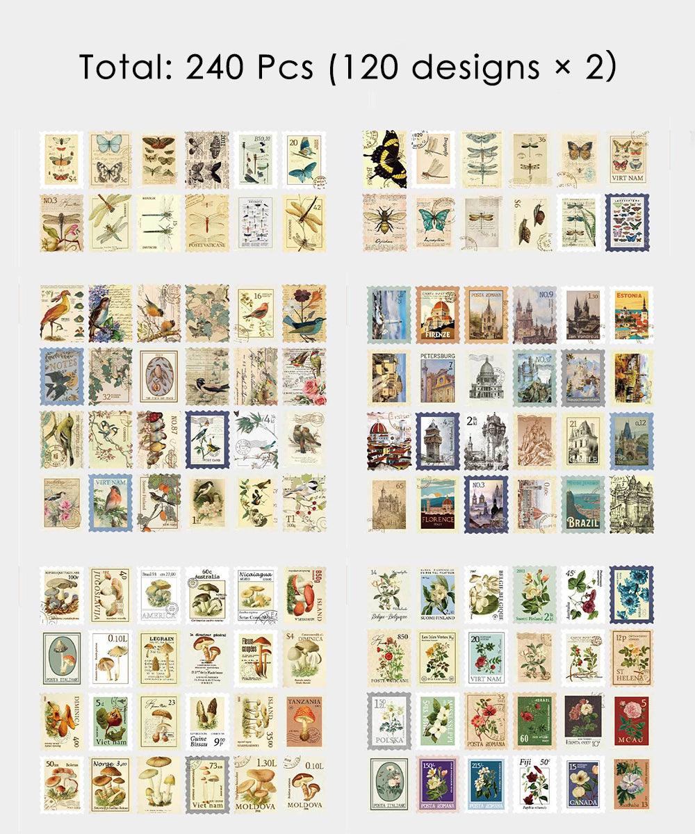 Vintage Postage Stamp Sticker Set – Designaholic Studio Art Supplies