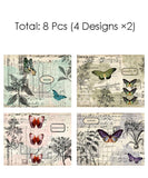 8 Sheets Big Size Nostalgia Butterfly Sticker Set - Grabie